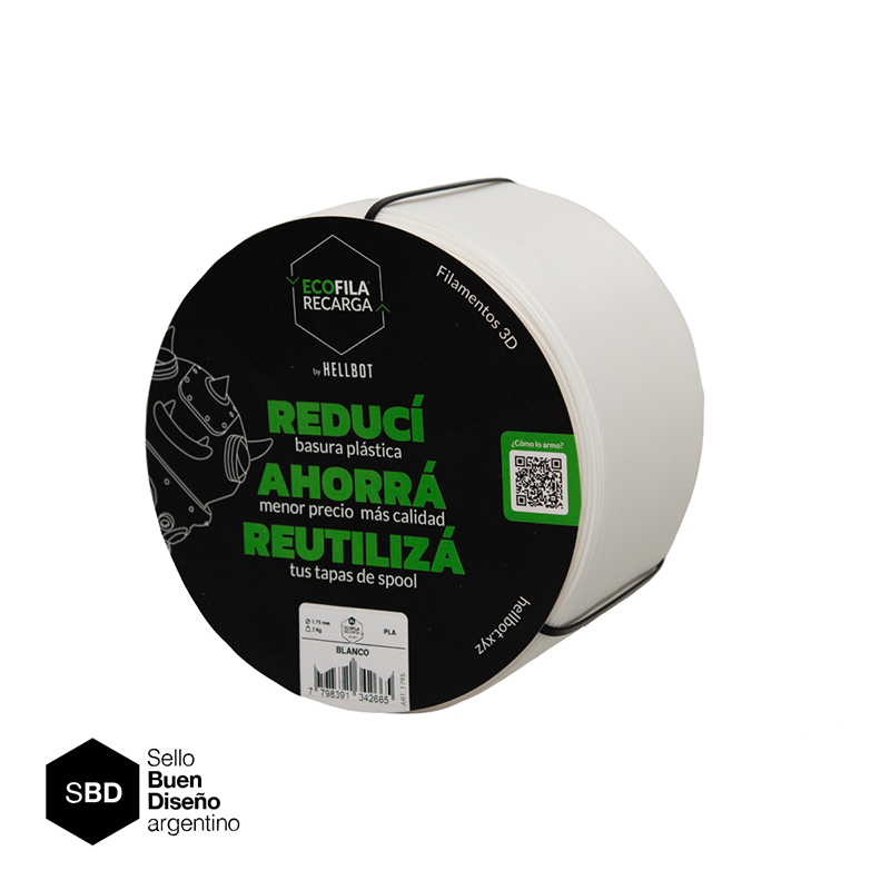 Pla Ecofila 2KG XL Recarga Blanco