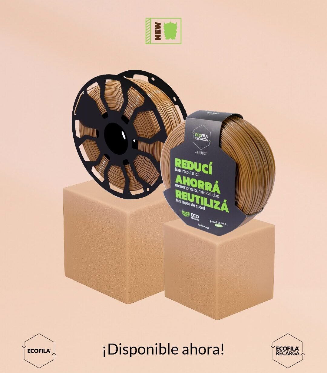 Pla Ecofila Recarga 1KG Marron Claro Capibara - Imagen 3